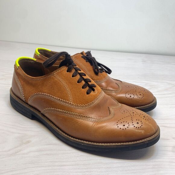 Paul Smith Shoes Mens Size 43 Brown Leather Brogue Wingtip Oxford Made Italy - Picture 1 of 10